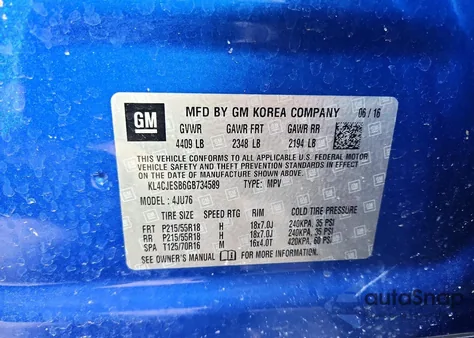 2016 Buick Encore z USA, uszkodzony, nr VIN KL4CJESB6GB734589